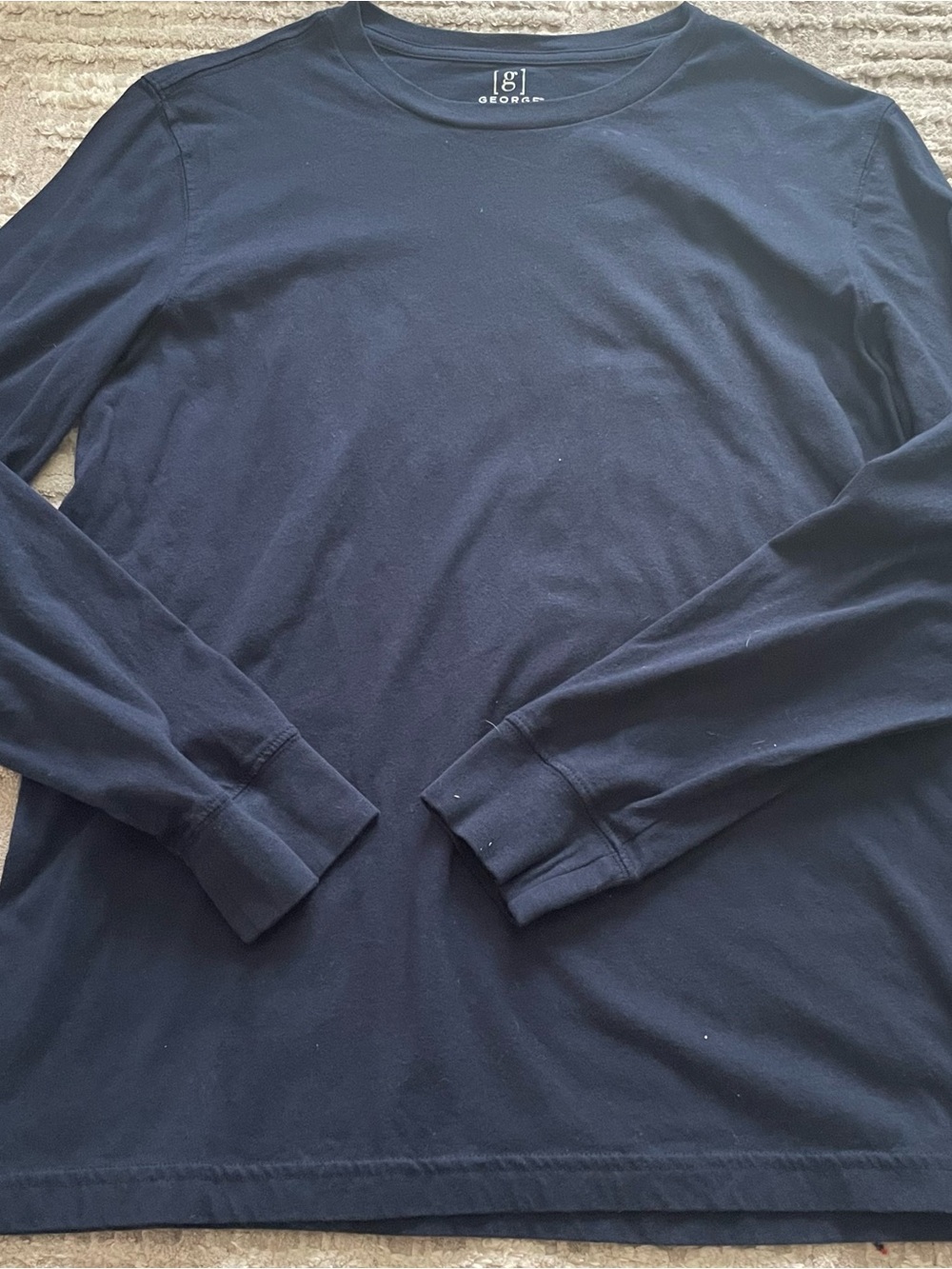 George Long Sleeve Crewneck Tee in Dark Navy